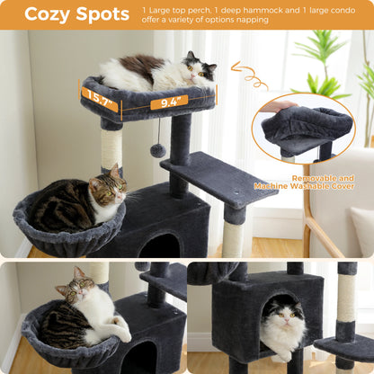 Cat Tree with Toy Cat Tower condo for Indoor Cats Cat House with Padded Plush Perch Cozy Hammock and Sisal Scratching Posts