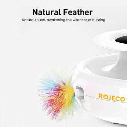 ROJECO 2 in 1 Smart Cat Toys Automatic Feather Fun Ball Toy Set For Cat Dog 5 Modes Electronic Interactive Pet Toy Accessories