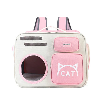 Breathable Cat Carrier Bags Portable Cat Bag Oxford Cloth Resistant Pet Bag Outdoor Pet Backpack Folding Cat Transport Bag