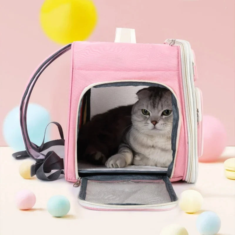 Breathable Cat Carrier Bags Portable Cat Bag Oxford Cloth Resistant Pet Bag Outdoor Pet Backpack Folding Cat Transport Bag