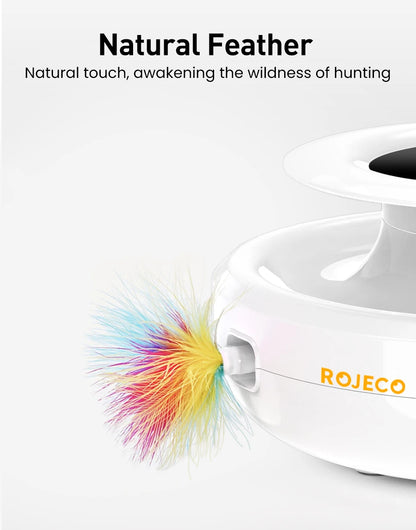 ROJECO 2 In 1 Interactive Cat Toy Rechargeable Pet Toy Ball With Feather Automatic Teasing Pets Dog Indoor Cat Toys Accessories