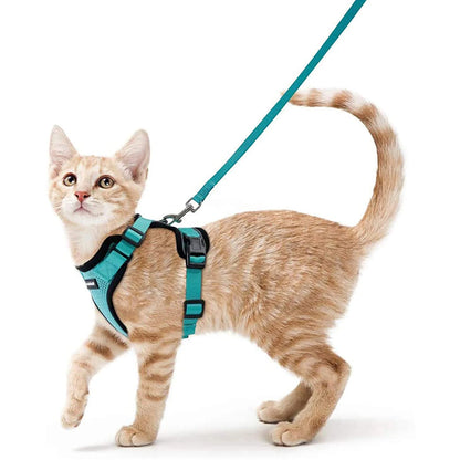 YOKEE Soft Mesh Small Cat Harness and Leash Set Adjustable Vest Escape Proof for Pet Kitten Easy Control Reflective Puppy Dogs