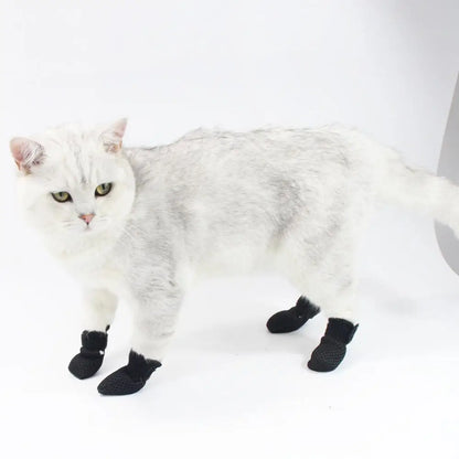 4 Pcs Cat Socks Anti-Scratch Anti Skid Protective Cats Shoes Elastic Soft Fabric Non-Slip Kitten Foot Cover Pet Supplies