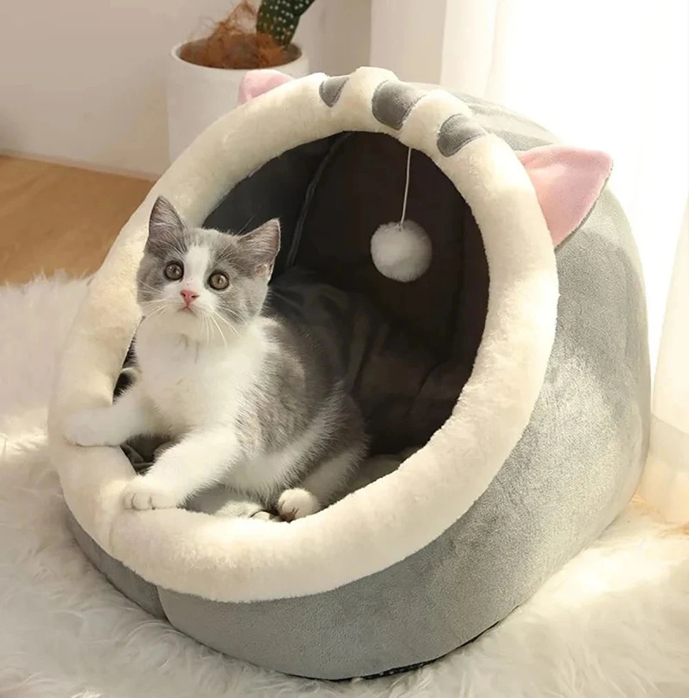 Pet Tent Cave Bed for Cats Small Dogs Self-Warming Cat Tent Bed Cat Hut Comfortable Pet Sleeping Bed Foldable Removable Washable