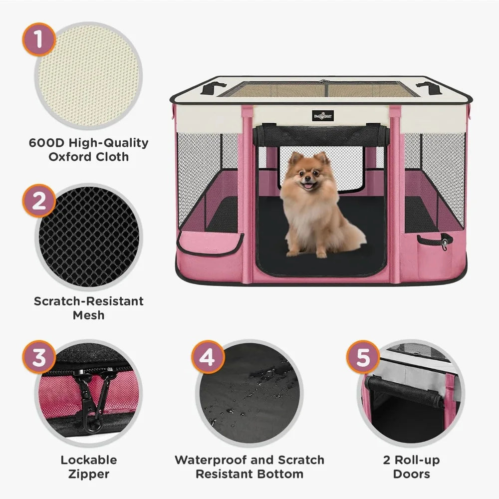 Foldable Pet Kitten Playpen, Upgrade Waterproof Portable Pet Cat Dog Playpen Kennel Tent for Small Dog Cat