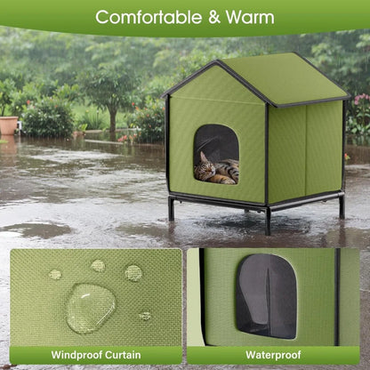 Heated Cat House Outdoor for Outsid-Wide Winter Shelter for Cat, Heated House for Outside Weatherproof Insulated Protection