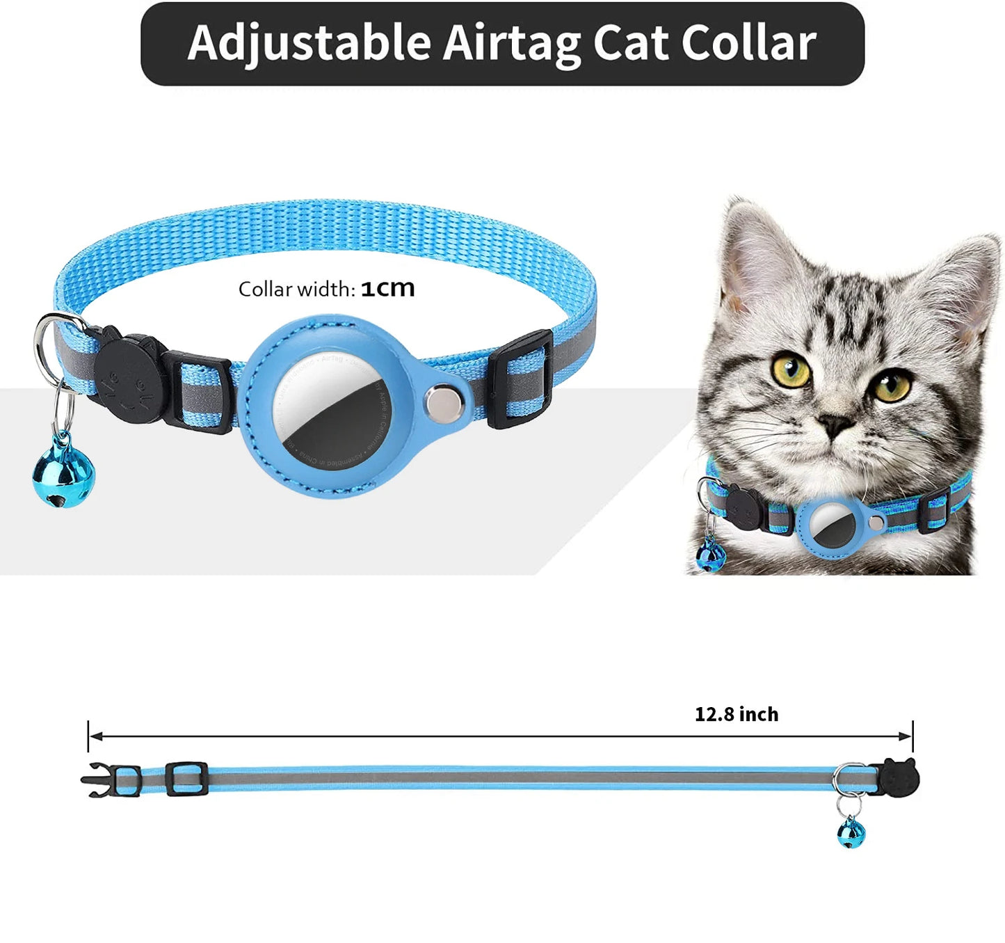 Apple Airtag Case cat collar with bell reflex nylon collar No include GPS find anti-lost location tracker No locator