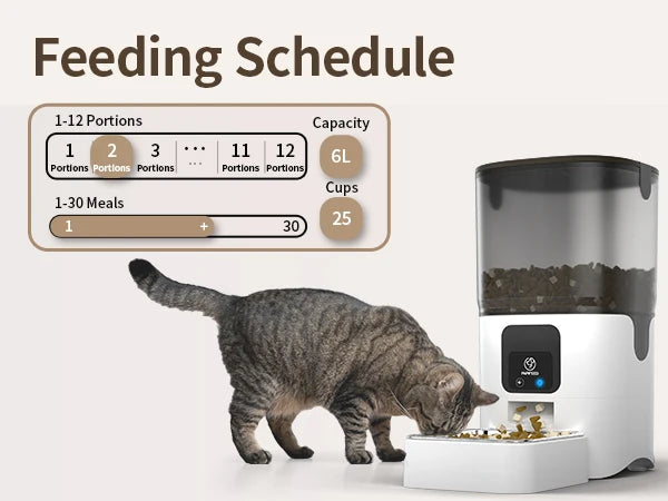 PAPIFEED Smart Automatic Cat Feeders WiFi Pet Feeder with APP Control for Remote Feeding Detachable for Easy Clean Cat Food