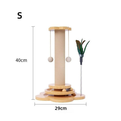 Pet Cat Toy Solid Wood Cat Turntable Funny Cat Stick  Balls Durable Sisal Scratching Board Cat Supplies Cat Grab Column