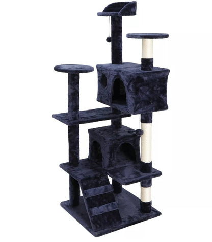 55" Cat Tree Tower Activity Center Playing House Grey/Beige/Blue/Brown/Pink