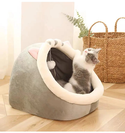 Pet Tent Cave Bed for Cats Small Dogs Self-Warming Cat Tent Bed Cat Hut Comfortable Pet Sleeping Bed Foldable Removable Washable