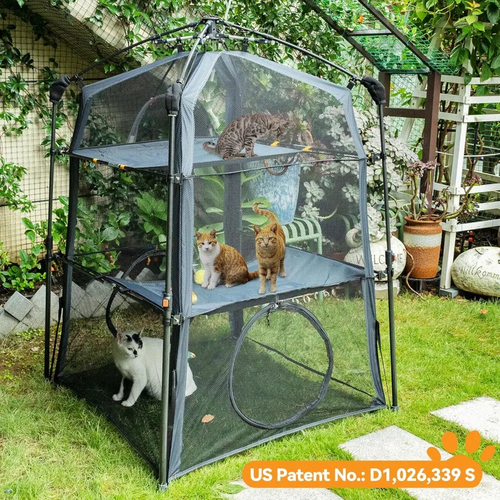 Extra Cat Enclosure Cat Tower Tent for Indoor/Outdoor/Patio/Camping,3 Tier Cat Cage Inside, X-Large Outdoor Catio