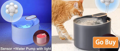 2.2L Automatic Wireless Cat Water Fountain USB Pet Drinker Battery & Sensor 2 in 1 Dispenser drinking fountain for cat dog