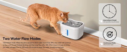 Cat Water Fountain with APP Wireless Connected 84oz/2.5L Automatic Pet Water Fountain with Stainless Steel Tray Weight Sensor