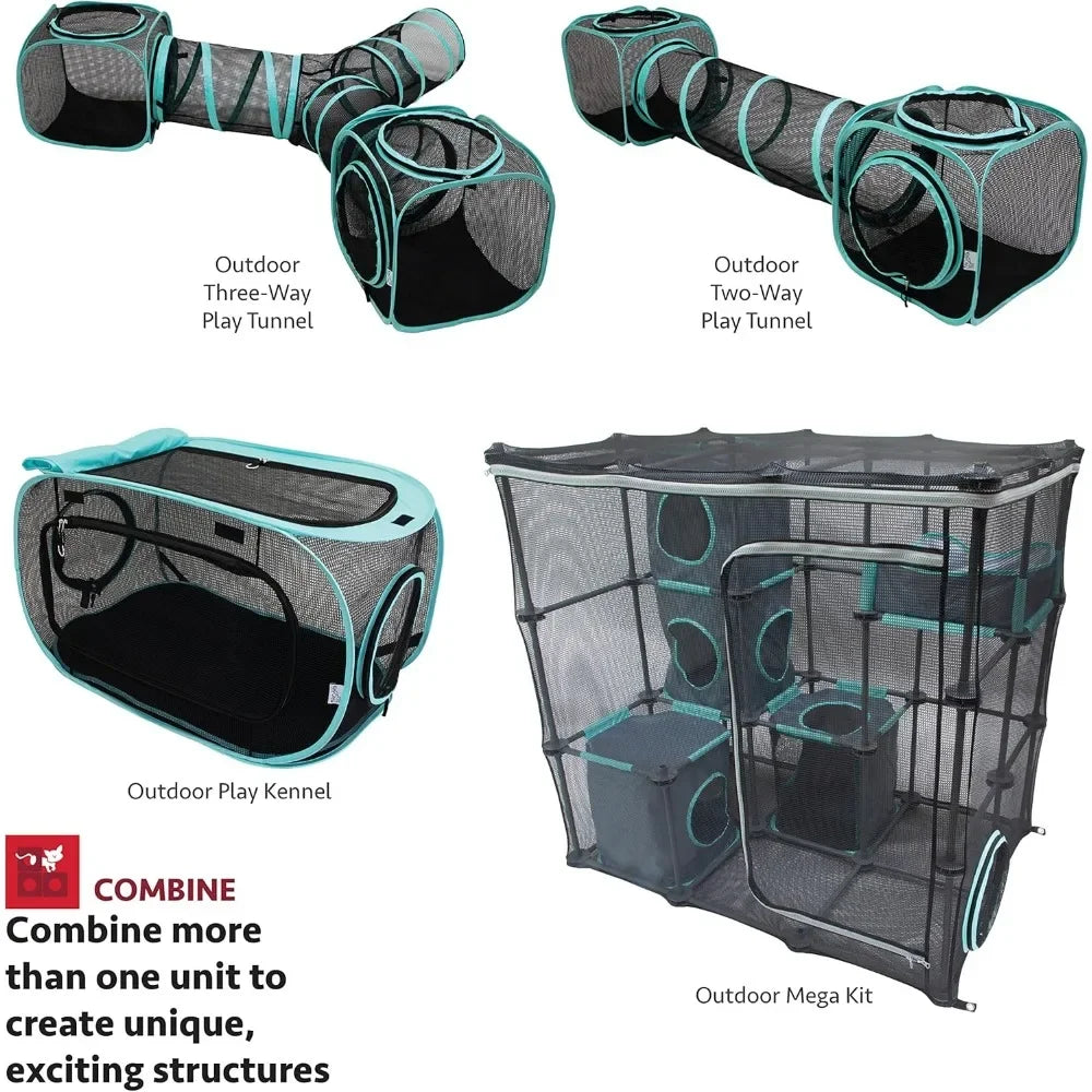 Outdoor Catio Mega Kit for Cats, Replacement Parts, and 10' Tunnels