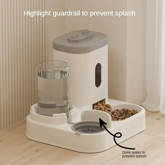 Automatic feeder cat dog food bowl with water fountain pet large capacity Prevent overturning Cat's water fountain accessories