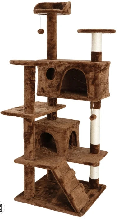 55" Cat Tree Tower Activity Center Playing House Grey/Beige/Blue/Brown/Pink