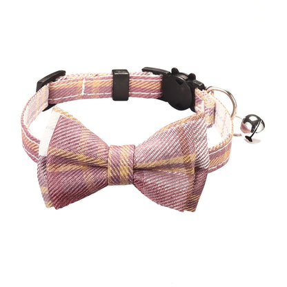 Pet Breakaway Kitten Cat Collar Bow Tie with Bell Cute Plaid Christmas Red Adjustable Dog Collar for Cats Kitten Accessories