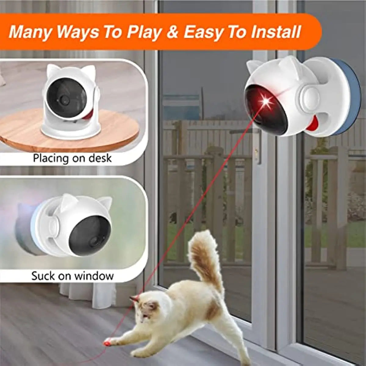 ATUBAN Automatic Cat Laser Toy for Indoor Cats,Interactive cat Toys for Kittens/Dogs,Fast/Slow Mode,Adjustable Circling Ranges