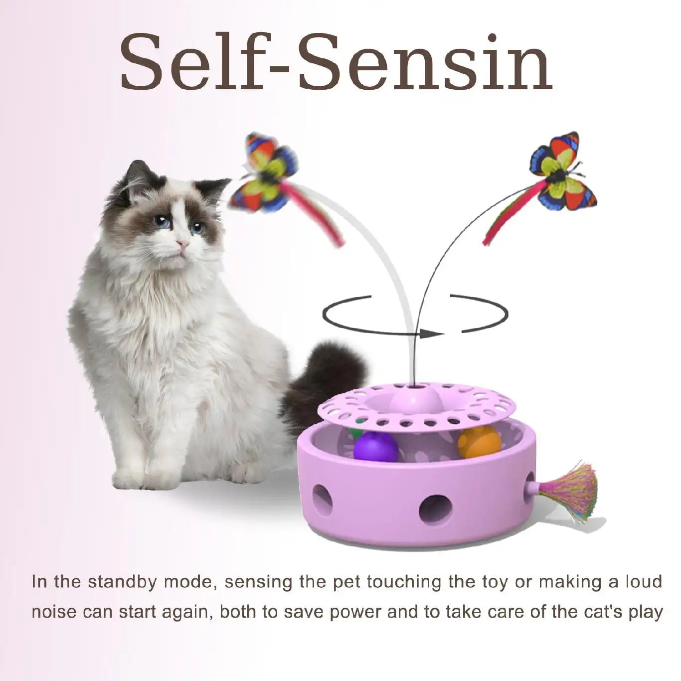 Cat Toys 3-in-1 Smart Interactive ElectronicToy, Fluttering Butterfly, Ambush Feather,Battery Powered, Indoor Exercise Cat Toy