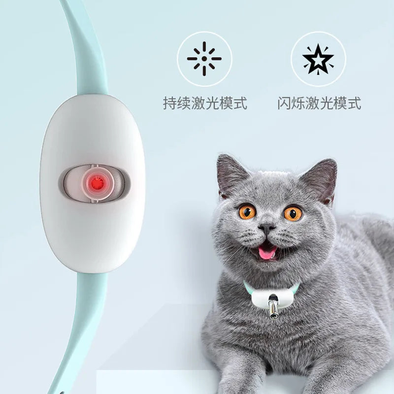 Automatic Cat Collar with LED Light Interactive Laser Toys for Cats Dogs Electronic Collar for Pets Rechargeable Cat Teaser