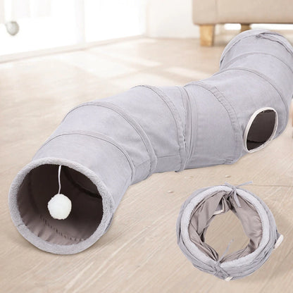 Pet Cat Tunnel Tube Funny Toys for Indoor Cats Collapsible S Shape Cat Tunnel  Interactive Rabbit Play Games Pet Kitty Tunnel