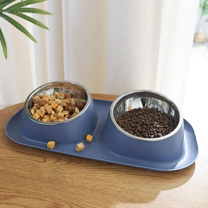 Pet Cat Bowl Stainless Steel Double Pets Feeder Bowl Raised Stand Dish Bowls For Cats Dog Accessories Feeding Home appliance