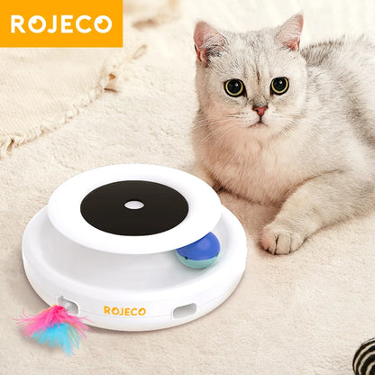 ROJECO 2 In 1 Interactive Cat Toy Rechargeable Pet Toy Ball With Feather Automatic Teasing Pets Dog Indoor Cat Toys Accessories