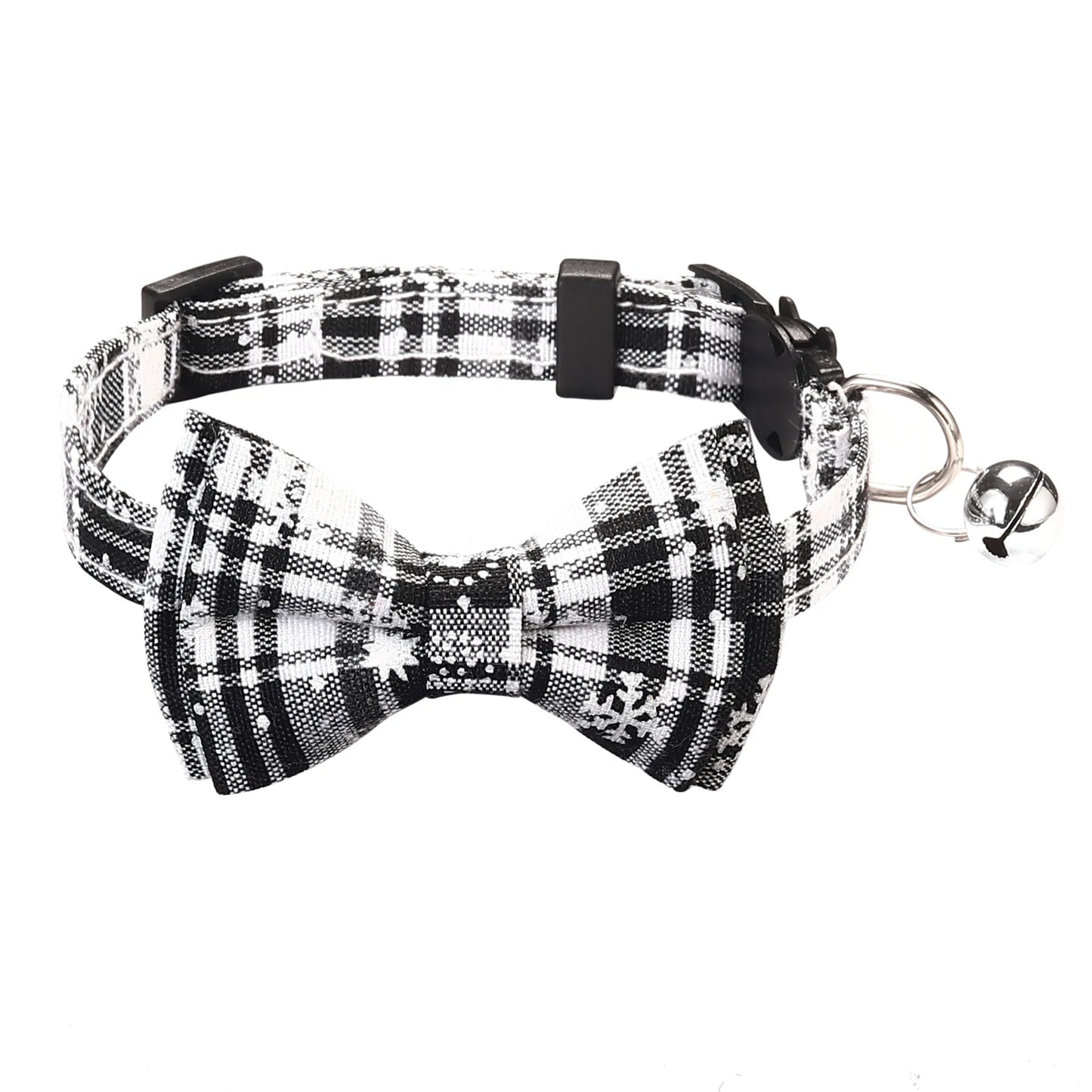 Pet Breakaway Kitten Cat Collar Bow Tie with Bell Cute Plaid Christmas Red Adjustable Dog Collar for Cats Kitten Accessories