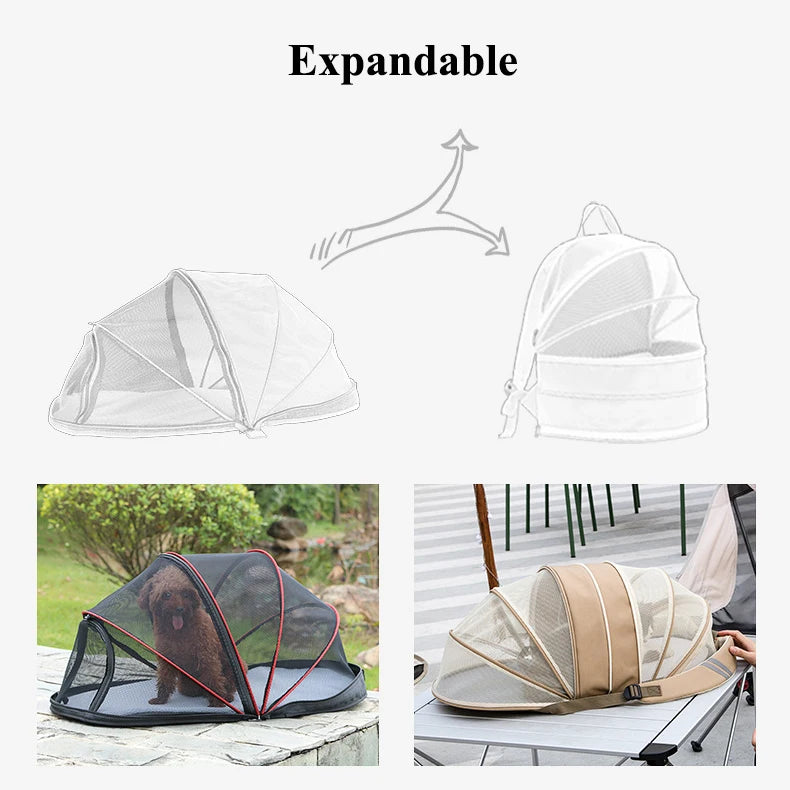 Cat Backpack for Pet Breathable Expandable Cat Carrier Large Capacity Escape Proof Handy Outdoor Travel Pet Carrier Bag Foldable