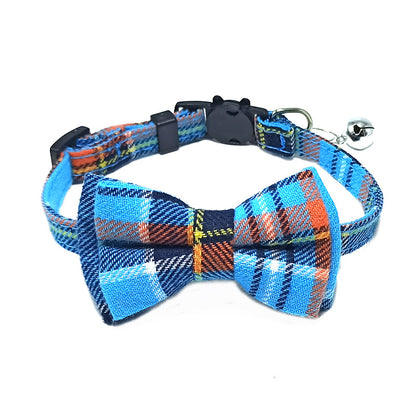 Pet Breakaway Kitten Cat Collar Bow Tie with Bell Cute Plaid Christmas Red Adjustable Dog Collar for Cats Kitten Accessories