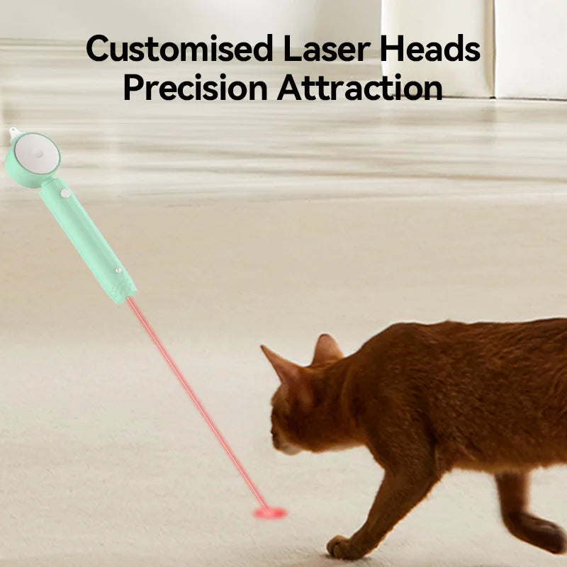 ROJECO Automatic Cat Laser Toy Retractable Cat Teaser Wand with Feather Caterpillar Interactive Pet Laser Toys for Kitten Cats