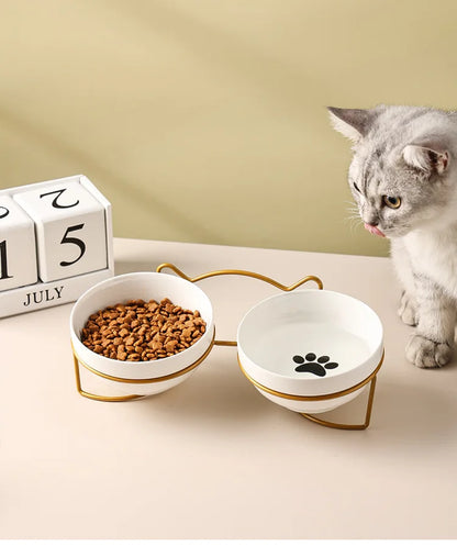 1-3pcs Creative Cervical Protection Pet Supplies Ceramic Double Cat Bowl Ceramic Cat Bowl Food Bowl Dog Drinking Water Food Bowl