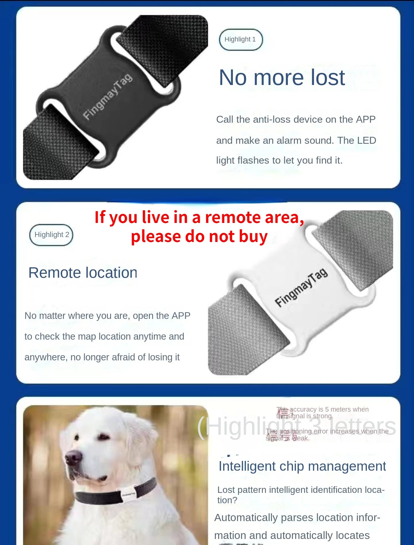 F2 Pet locator cat dog tracking GPS collar anti-lost monitoring hanging neck Bluetooth