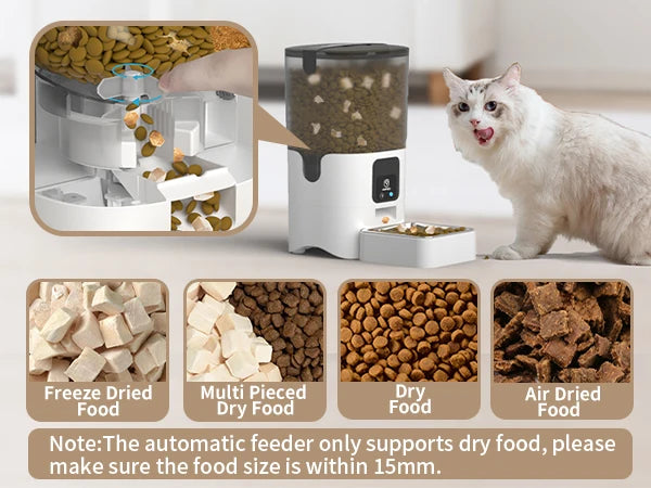 PAPIFEED Smart Automatic Cat Feeders WiFi Pet Feeder with APP Control for Remote Feeding Detachable for Easy Clean Cat Food