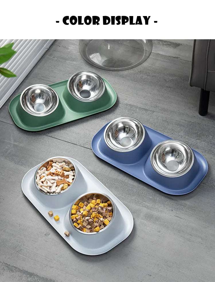 Pet Cat Bowl Stainless Steel Double Pets Feeder Bowl Raised Stand Dish Bowls For Cats Dog Accessories Feeding Home appliance