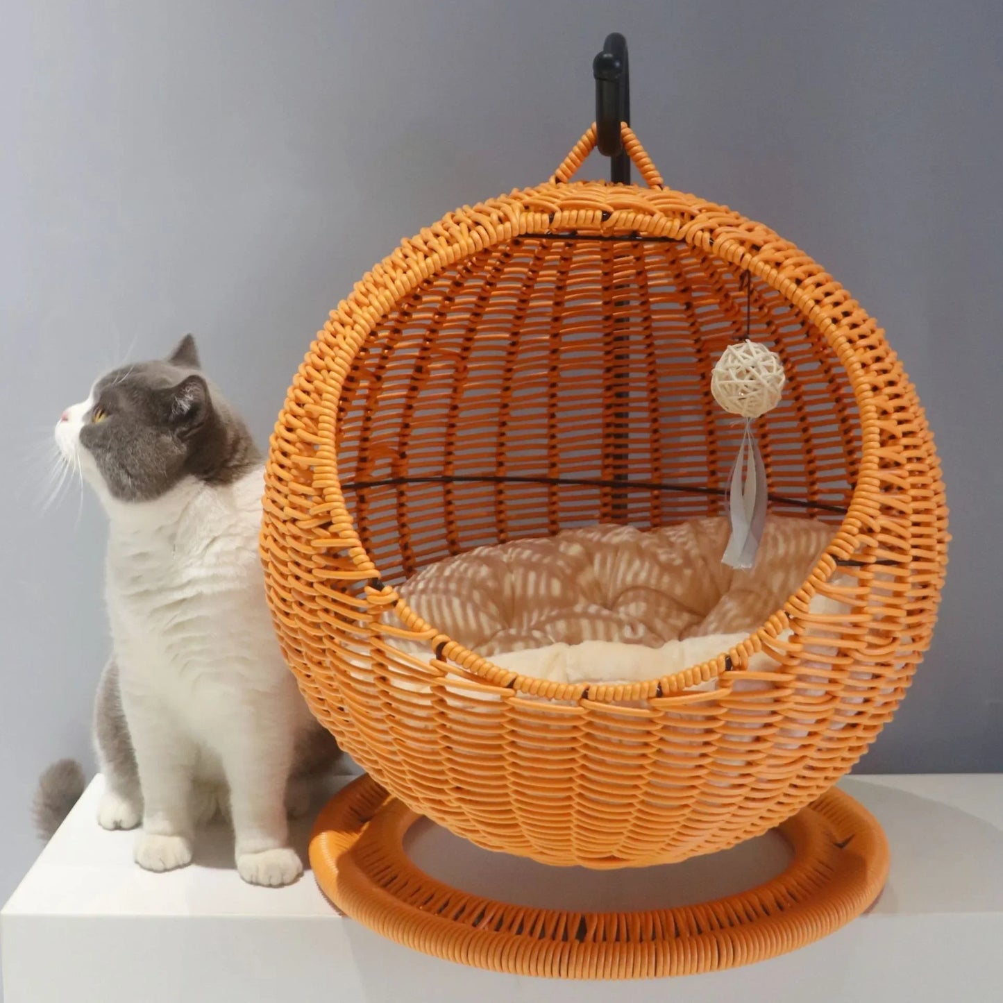 Internet celebrity semi-enclosed pet hammock cat nest cat cage round cat hanging bed basket rattan summerhammock