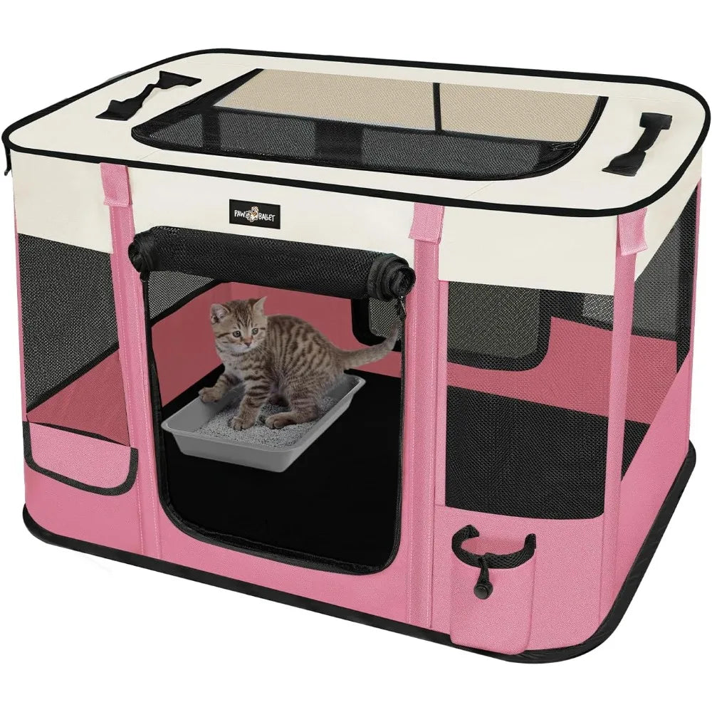 Foldable Pet Kitten Playpen, Upgrade Waterproof Portable Pet Cat Dog Playpen Kennel Tent for Small Dog Cat