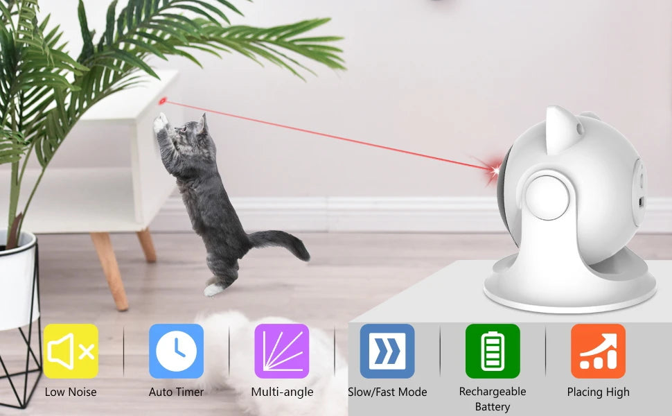 ATUBAN Automatic Cat Laser Toy for Indoor Cats,Interactive cat Toys for Kittens/Dogs,Fast/Slow Mode,Adjustable Circling Ranges