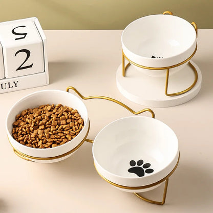 1-3pcs Creative Cervical Protection Pet Supplies Ceramic Double Cat Bowl Ceramic Cat Bowl Food Bowl Dog Drinking Water Food Bowl