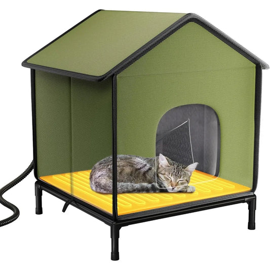 Heated Cat House Outdoor for Outsid-Wide Winter Shelter for Cat, Heated House for Outside Weatherproof Insulated Protection