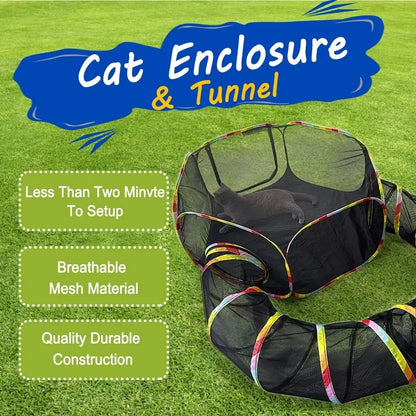 Outdoor Cat Enclosure, Portable Cat Tents for Outside, Cage Free Outside Cat Playpen Pet Enclosure