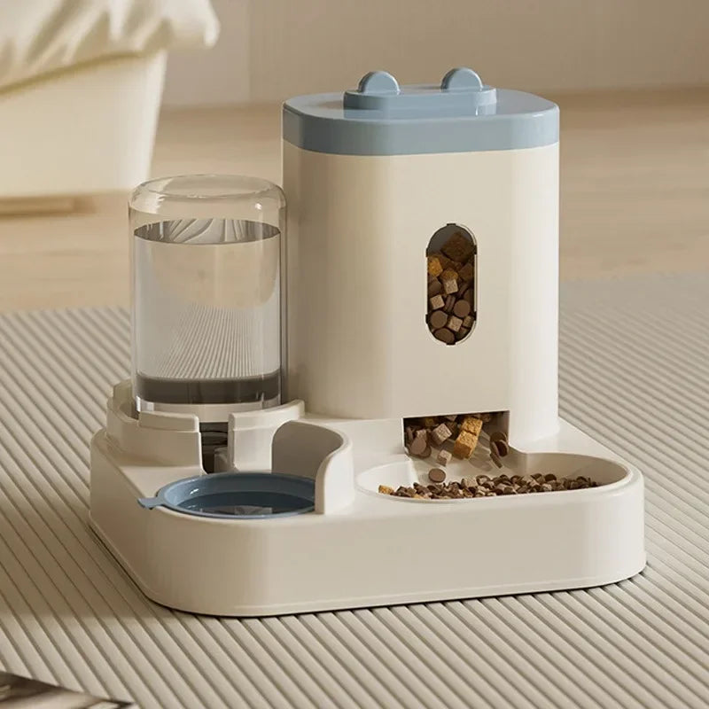 Automatic feeder cat dog food bowl with water fountain pet large capacity Prevent overturning Cat's water fountain accessories