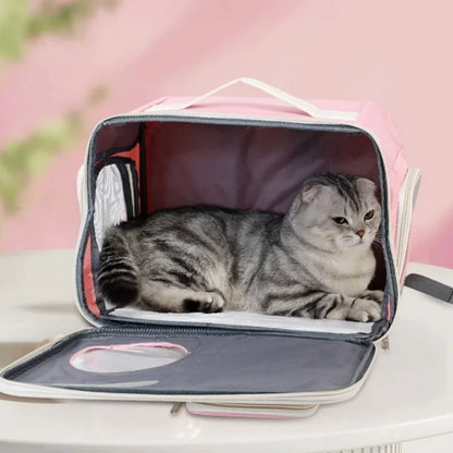 Breathable Cat Carrier Bags Portable Cat Bag Oxford Cloth Resistant Pet Bag Outdoor Pet Backpack Folding Cat Transport Bag