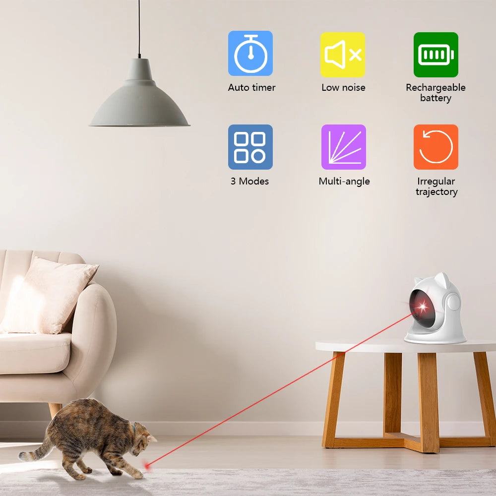 Cat Laser Toy Automatic Rechargeable Motion Random Activated Interactive Cat Toys for Indoor Cats/Dog/Kittne Slow and Fast Mode