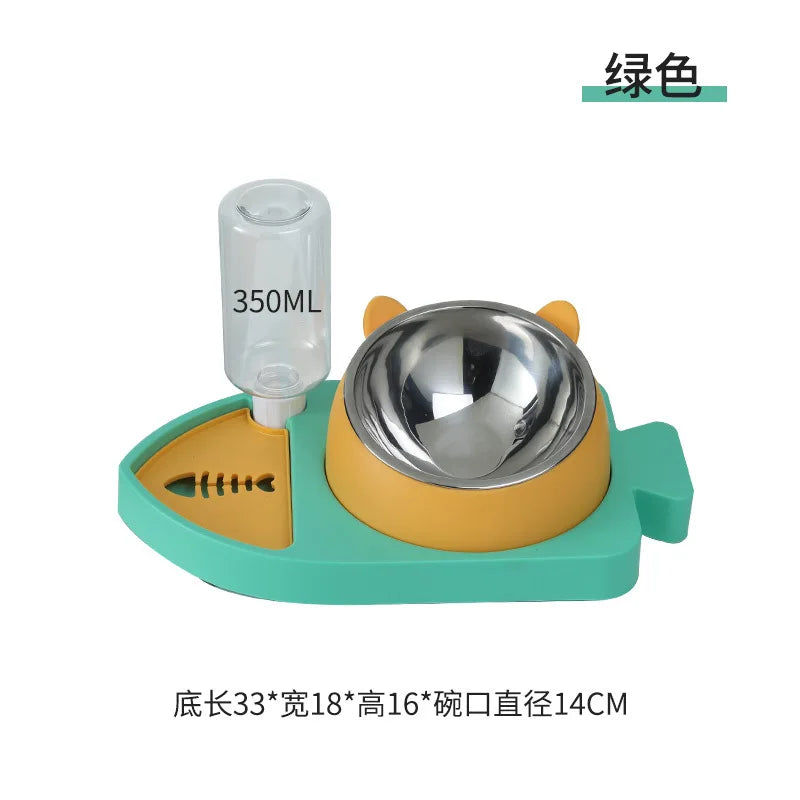 Fish-shaped Three-in-one Feeding Water Dispenser, Non-wetting Mouth, Automatic Water Refilling, Cat Bowl, Bowl, Water Dispenser