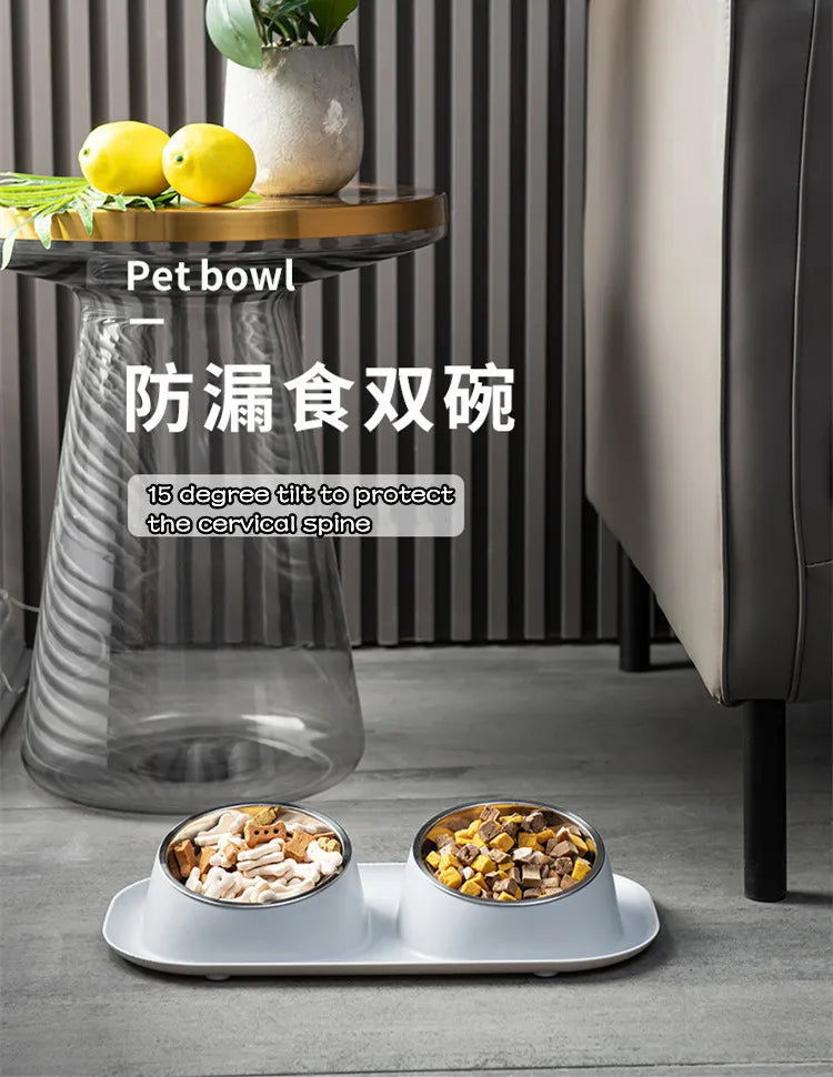 Pet Cat Bowl Stainless Steel Double Pets Feeder Bowl Raised Stand Dish Bowls For Cats Dog Accessories Feeding Home appliance