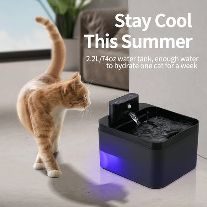 2.2L Automatic Wireless Cat Water Fountain USB Pet Drinker Battery & Sensor 2 in 1 Dispenser drinking fountain for cat dog