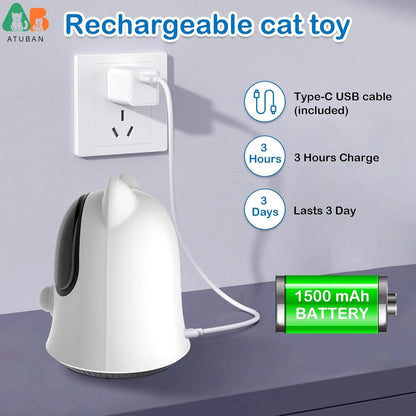 ATUBAN Laser Cat Toys with Real Random Trajectory, Automatic Cat Laser Toy Rechargeable Interactive Cat Toys for Indoor Cats