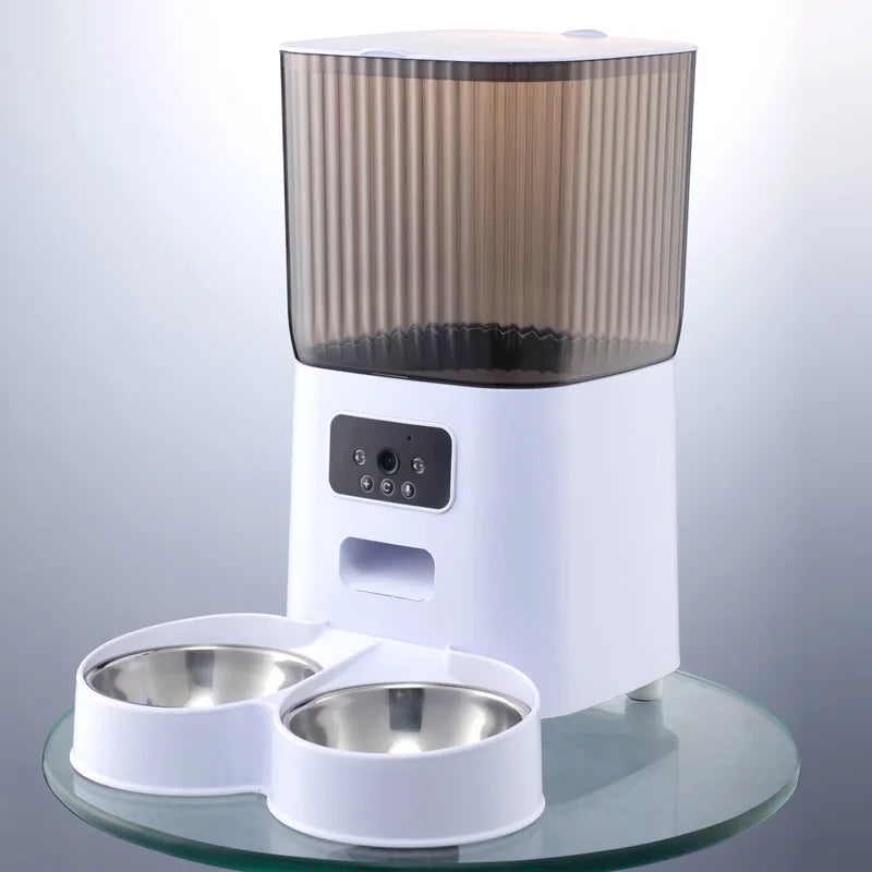 5L Pet Feeder with Camera Automatic Cat Feeder Smart Dog Food Dispenser WiFi Timing Quantitative Stainless Steel Feeding Bowl